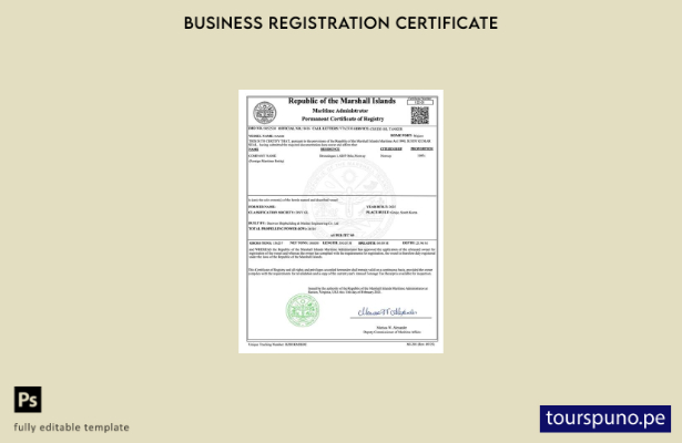 listo para imprimir plantilla de certificado de registro permanente de las Islas